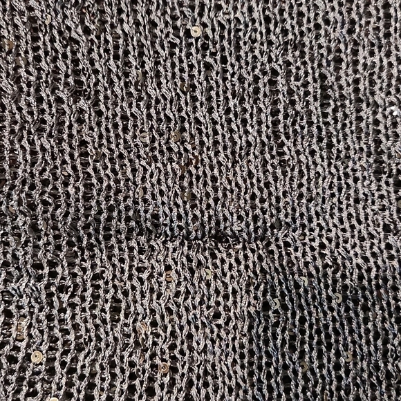 boston Proper Mesh Sequin Slit Arm Keyhole Front Top - Picture 6 of 8